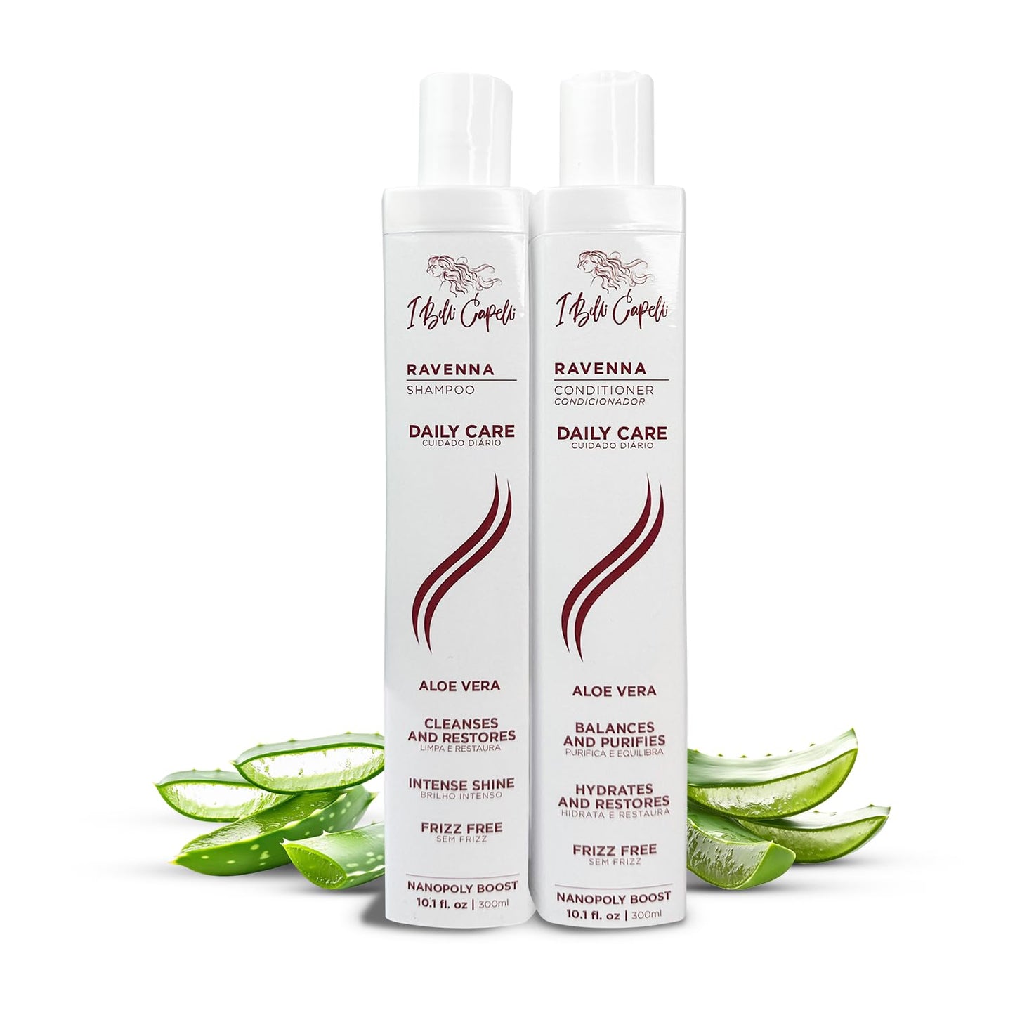 Ravenna Aloe Vera Shampoo & Conditioner Set - Paraben-Free, Deep Moisture, Breakage Reduction for Dry, Damaged & All Hair Types, 2×300ml (10.1 fl oz Beauty & Personal Care I Belli Capelli