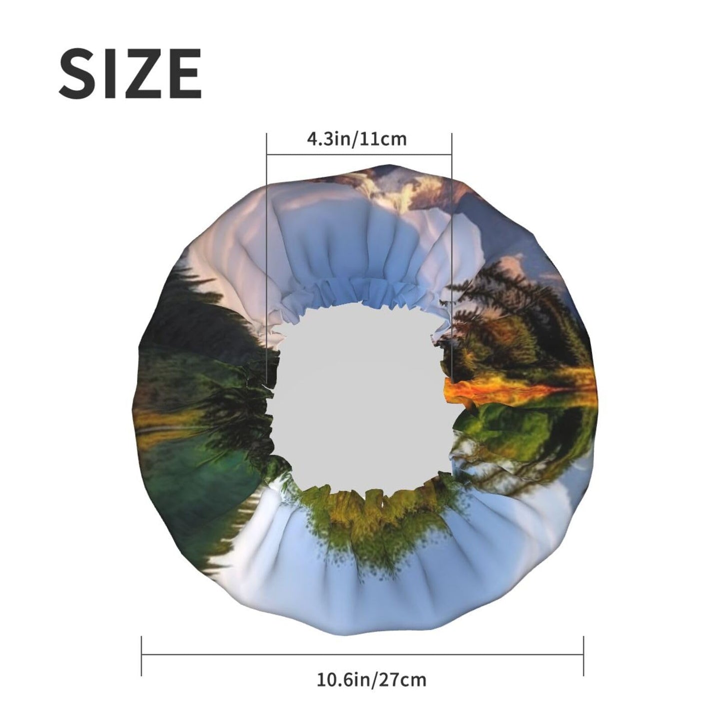 Mountain and Lake Pictures Shower Cap for Women Men Large Reusable Shower Bonnet Double-Layer Waterproof Bath Caps Elastic Band Hair Hat for All Beauty and Personal Care BWLHJKE