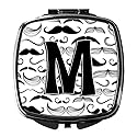Caroline's Treasures CJ2009-MSCM Letter M Moustache Initial Compact Mirror Decorative Travel Makeup Mirror for Women Girls Gifts Pocket Makeup Mirror Beauty & Personal Care Caroline's Treasures