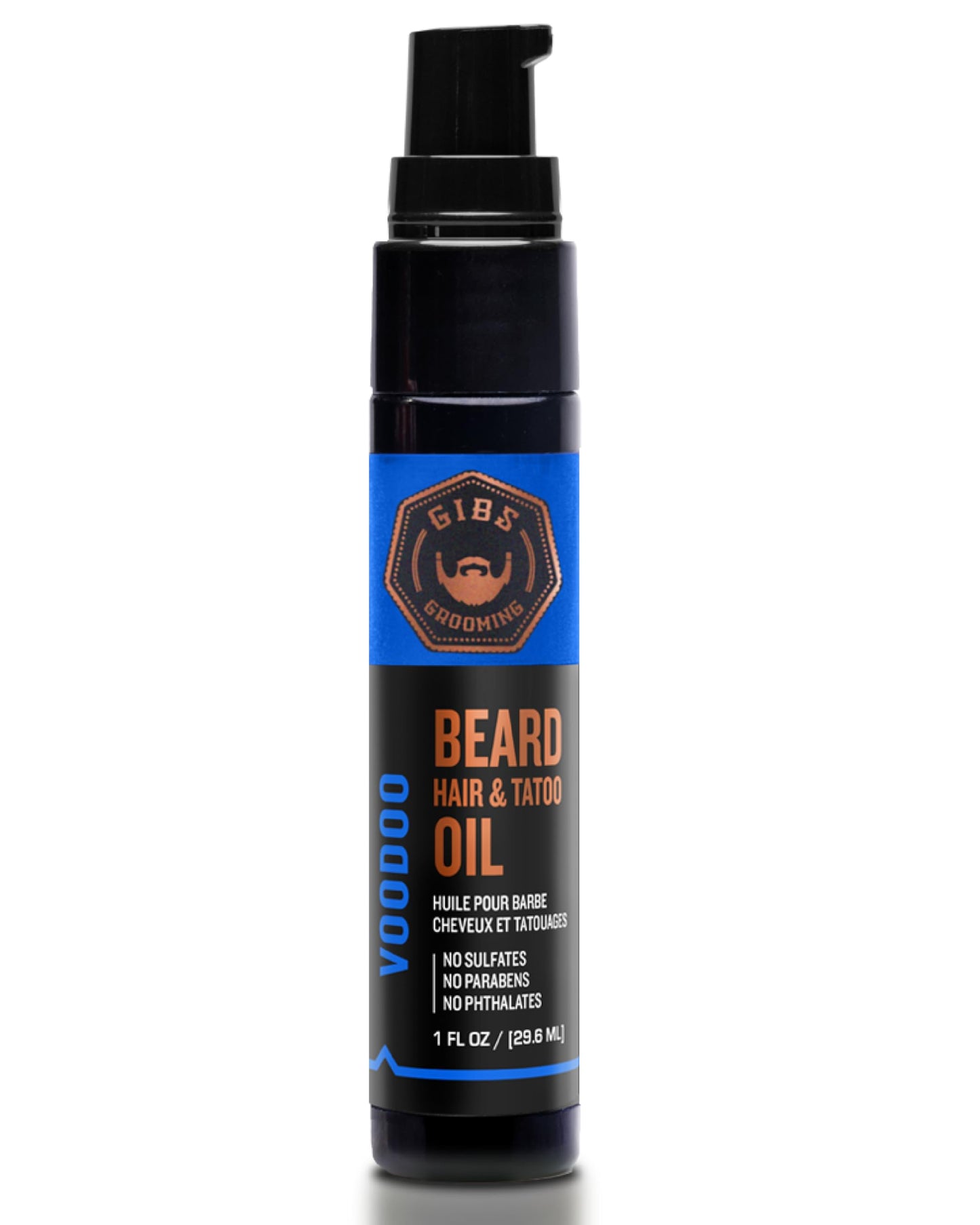 GIBS Grooming - Voodoo Prince Beard, Hair & Tattoo Oil (1 fl oz) - Softens, Strengthens, Protects - Skin Moisturizer - Vitamin C, UV Shield, Travel Beauty and Personal Care GIBS