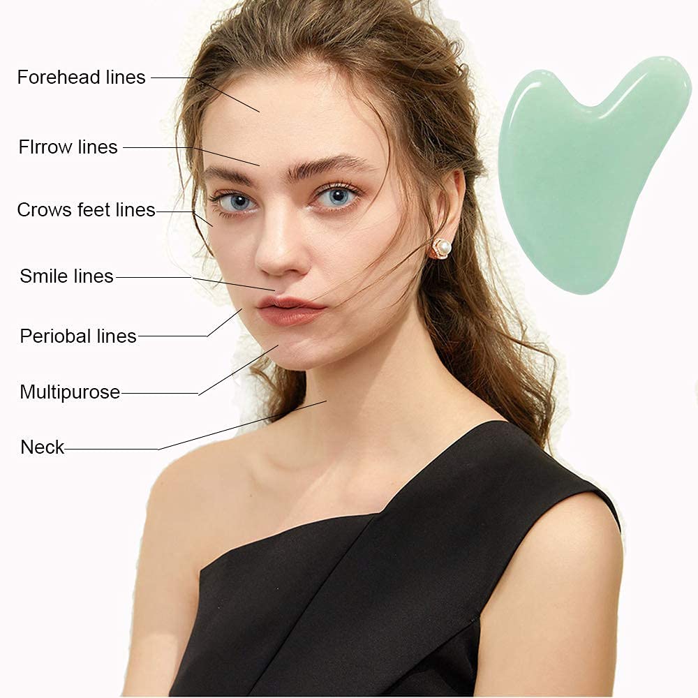 Ditind Gua Sha, Jade Stone Gua Sha Massage Tool, Guasha Tool for Face and Body Skin Massage. Gua Sha Set for Toxins Prevents Wrinkles for SPA Beauty and Personal Care Ditind