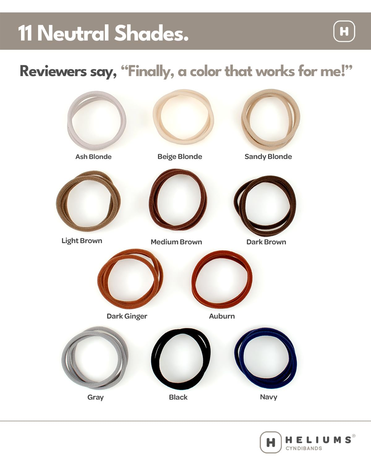 Heliums Thin Seamless Hair Ties - Sandy Blonde - 6mm Nylon No Damage Ponytail Holders, 1.75 Inch, Medium Hold for Thin to Normal Hair - 18 Pack Beauty and Personal Care Heliums