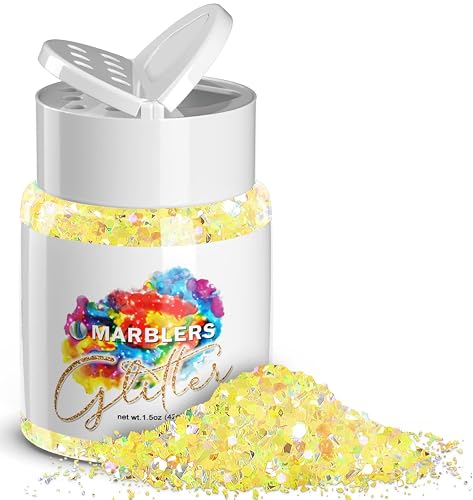 MARBLERS Holographic Glitter [Mixed Yellow] 1.5oz (42g) | Chunky | Non-Toxic, Vegan, Cruelty-Free | Face, Body, Eyeshadow, Hair, Festival, Party Beauty & Personal Care MARBLERS