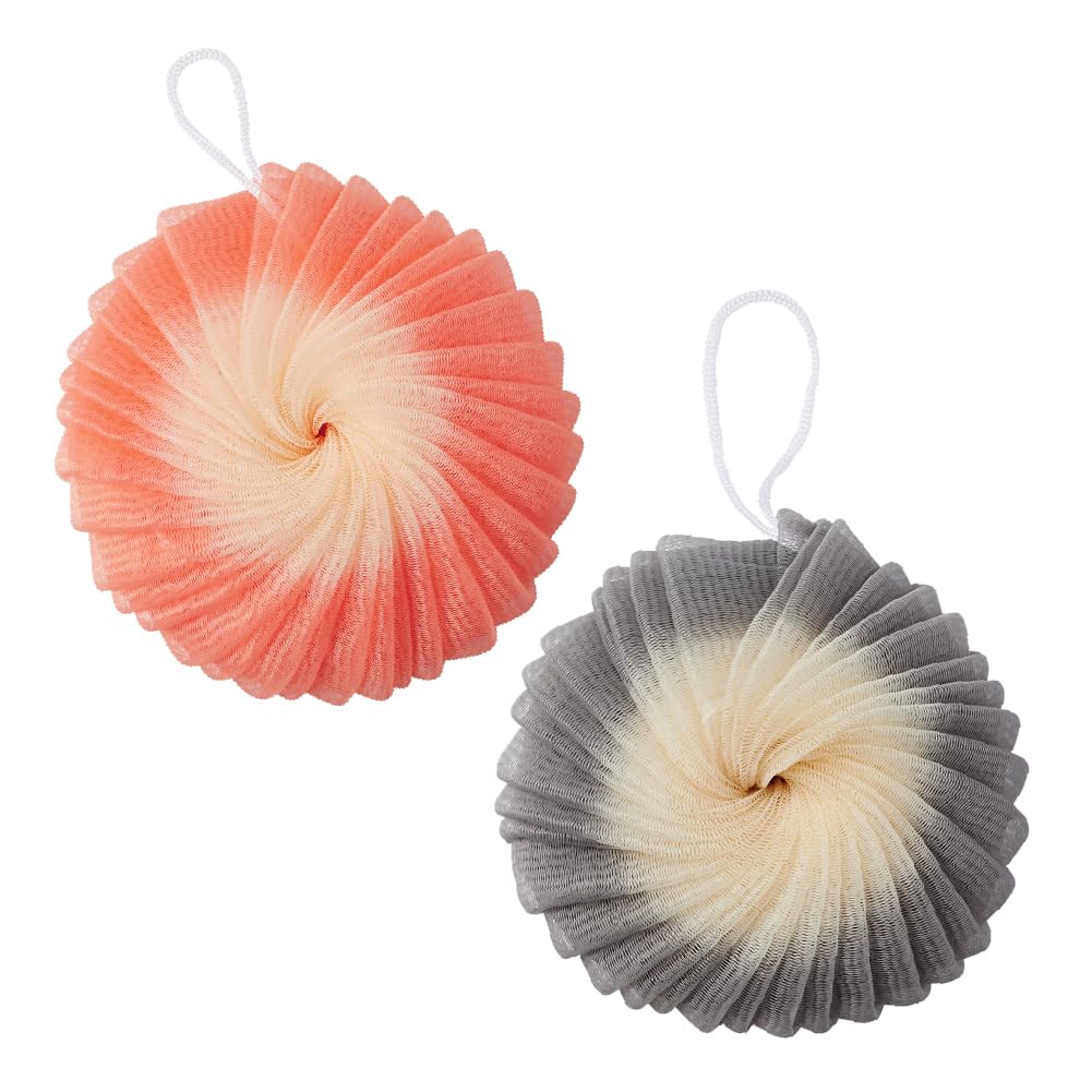 Éclat Mesh Bath Sponge Loofah Ball, Soft Exfoliating Body Scrubber for Wash, Rich-Lather Nylon Net Puff with Quick-Dry Hanging Loop, Gentle Daily Beauty and Personal Care Éclat