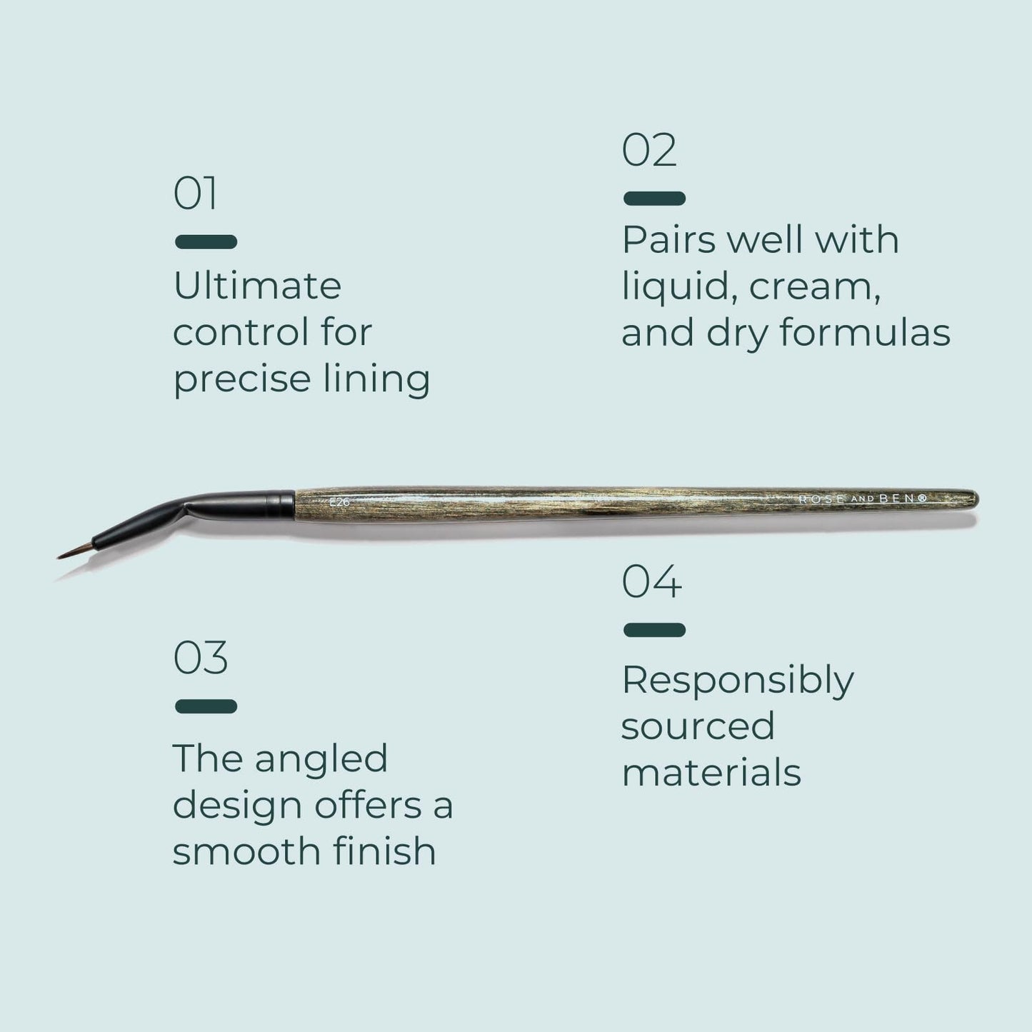 Rose and Ben Beauty E26 Pointed Liner Brush | Precise Angled Design for Winged & Cat-Eye Looks | Cruelty-Free Bristles Beauty & Personal Care Rose and Ben Beauty
