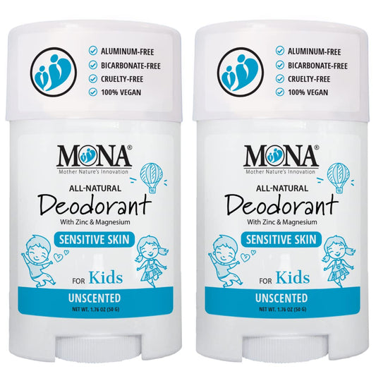 MONA Brands Unscented Natural Deodorant for Kids, Preteens & Teens, Aluminum Free, Baking Soda Free, Gentle for Sensitive Skin, Vegan Kids Deodorant Beauty and Personal Care MONA