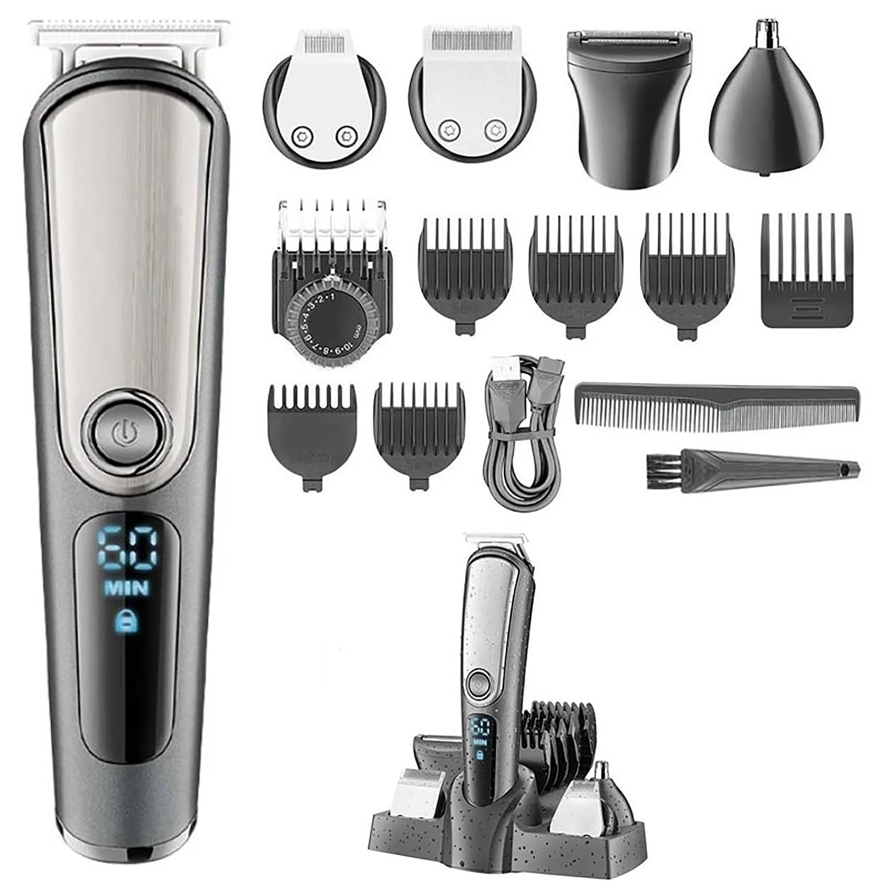 QDKVTNDJZ Hair Clippers for Men, 5 in 1 Adjustable Beard Trimmer for Body Groomer Electirc Shaver Facial Nose Ear Eyebrow Rechargeable Beauty and Personal Care QDKVTNDJZ