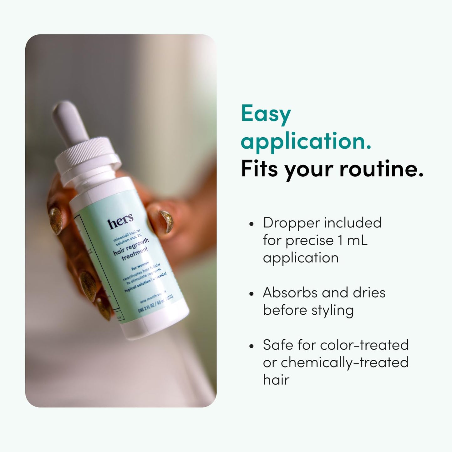 hers Hair Regrowth Treatment - Topical Minoxidil 2% Solution for Women - Supports Thicker, Fuller Hair - Non-Greasy - Unscented, 2 Pack Beauty and Personal Care HIMS & HERS