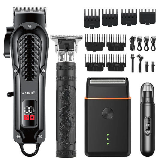 WAIKIL Cordless Hair Clippers for Men with Beard Trimmer, Professional Barber Hair Cutting Kit with T-Blade Trimmer, Foil Shaver & Nose Trimmer Beauty and Personal Care WAIKIL