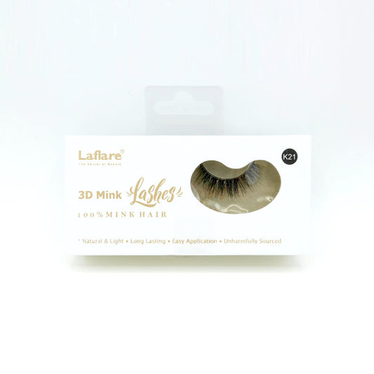 Laflare 3D 100% REAL MINK Eyelashes, Luxurious Hand-made, Light, Natural, Long Lasting, Easy to Apply False Lashes (K21)