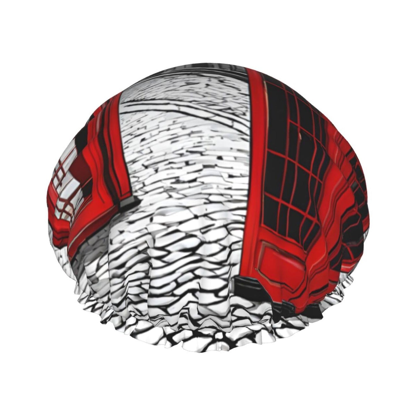 London Red Telephone Booth Printed Double Layer Lined Shower Cap,Shower Caps For Women Reusable Beauty and Personal Care BEIVGOXL