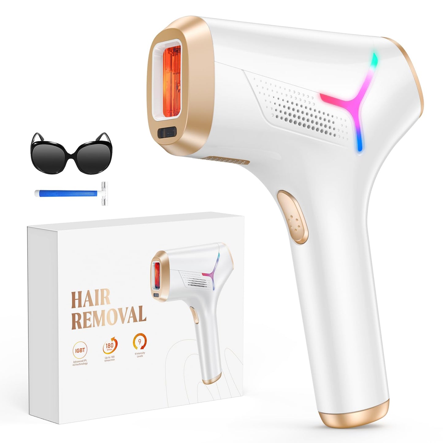 Laser Hair Removal for Women and Men, At-Home IPL Hair Removal Device with 5.2 cm² Treatment Window, Nearly Painless, Visible Results in 2 Weeks, Full Beauty and Personal Care LYSMOSKI