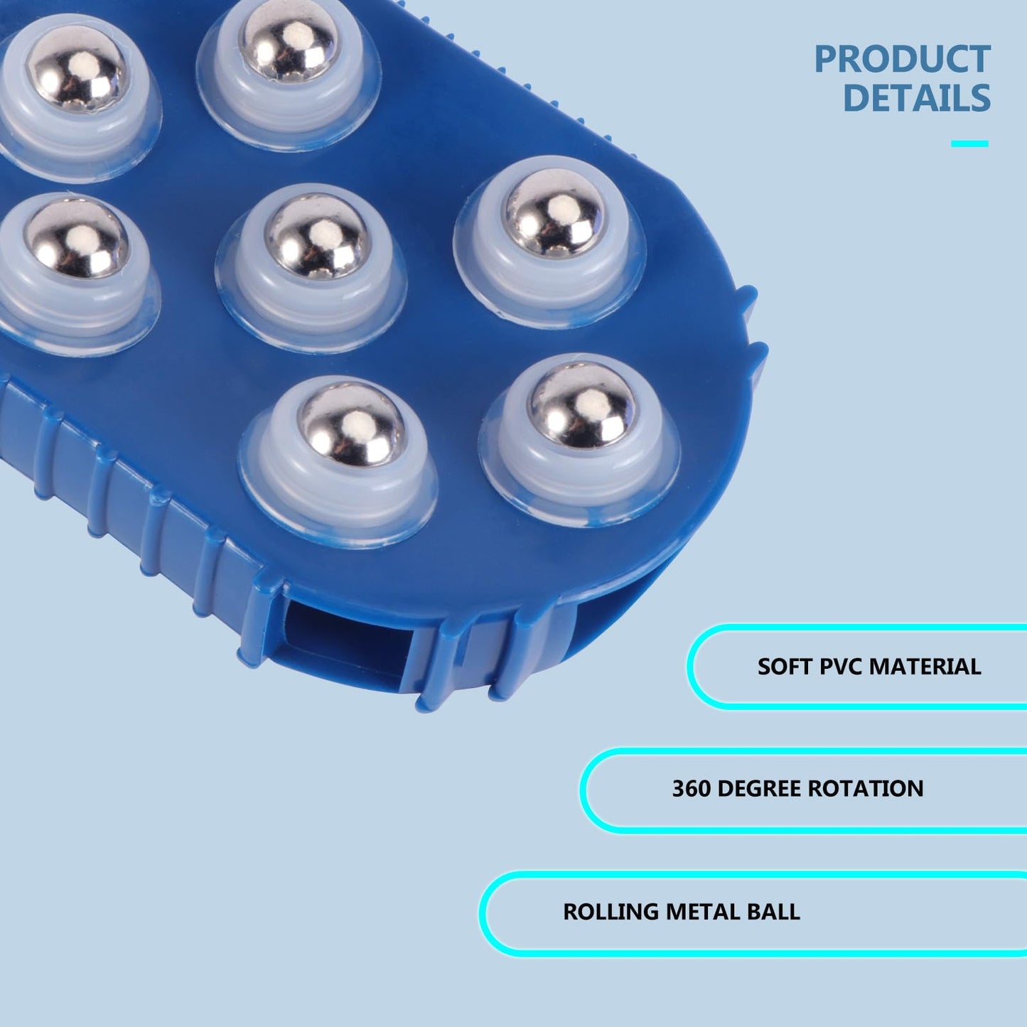 2pcs Palm Shaped Massage Glove Massage Bath Brush with 7 Metal Roller Ball Handheld Body Massager for Relieving Pain Muscle Soreness Cellulite (Blue) Beauty and Personal Care WRITWAA