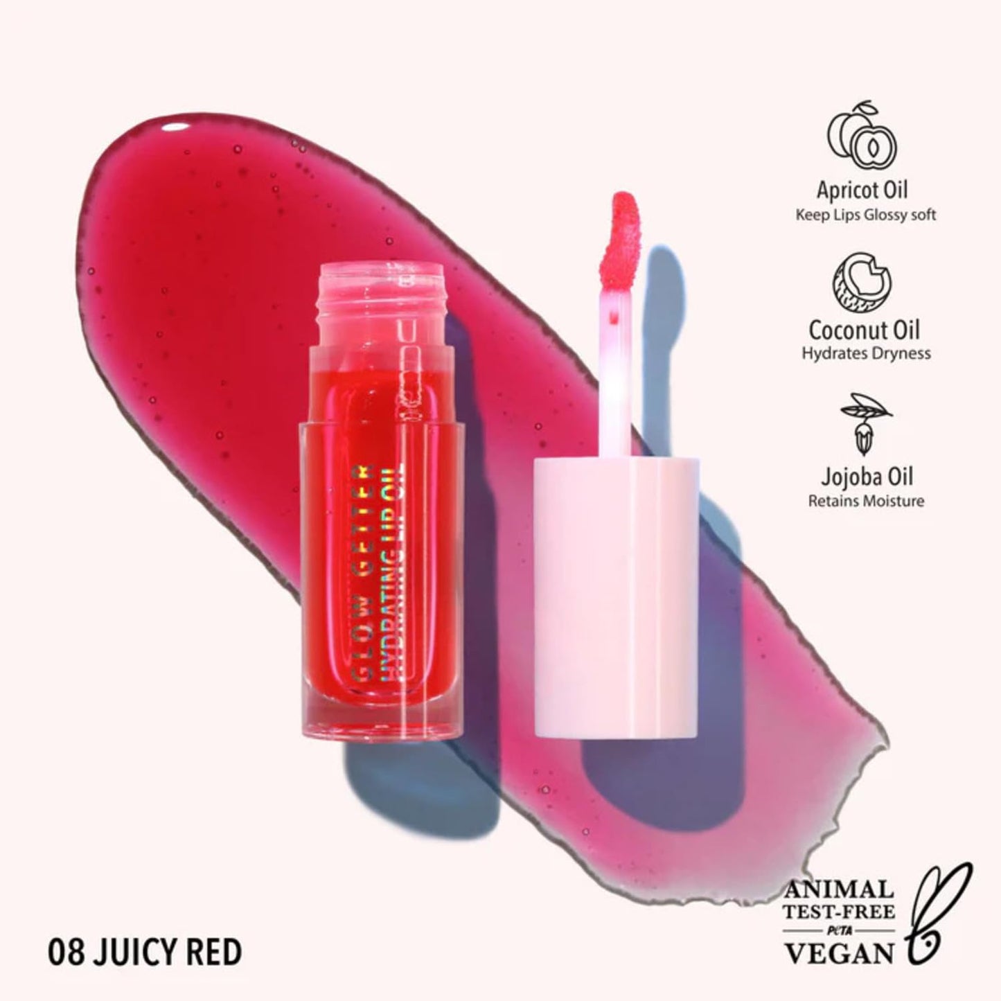 Moira Glow Getter Hydrating Lip Oil (008, Juicy Red) Beauty and Personal Care Moira