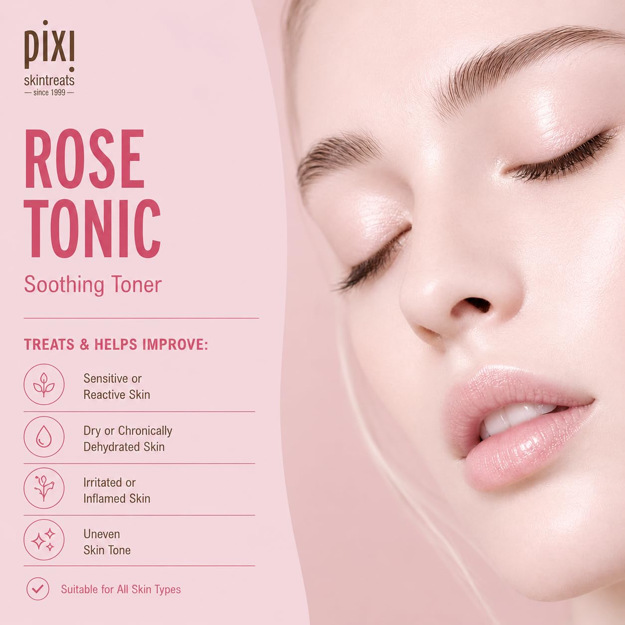 Pixi Rose Tonic Rose Hydrosol Toner Hydrates Skin, Minimize Redness, Rehydrates and Replenishes, 100mL/ 3.4 fl oz Beauty & Personal Care Pixi