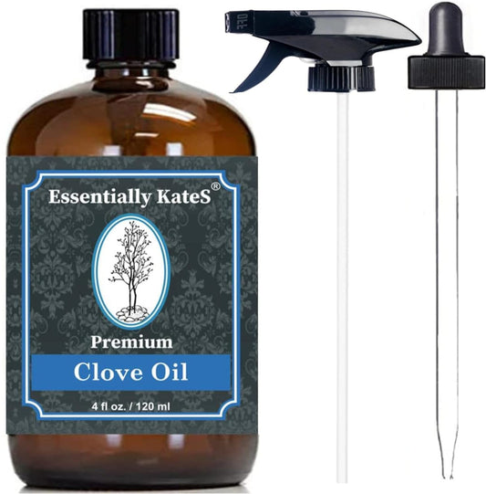Essentially KateS Clove (Leaf) Oil 4 Fl Oz - Premium Grade Essential Oil for Hair Care, Home Diffusers, Skin, Aromatherapy, Massage and Garden Care Beauty and Personal Care Essentially KateS Default Title