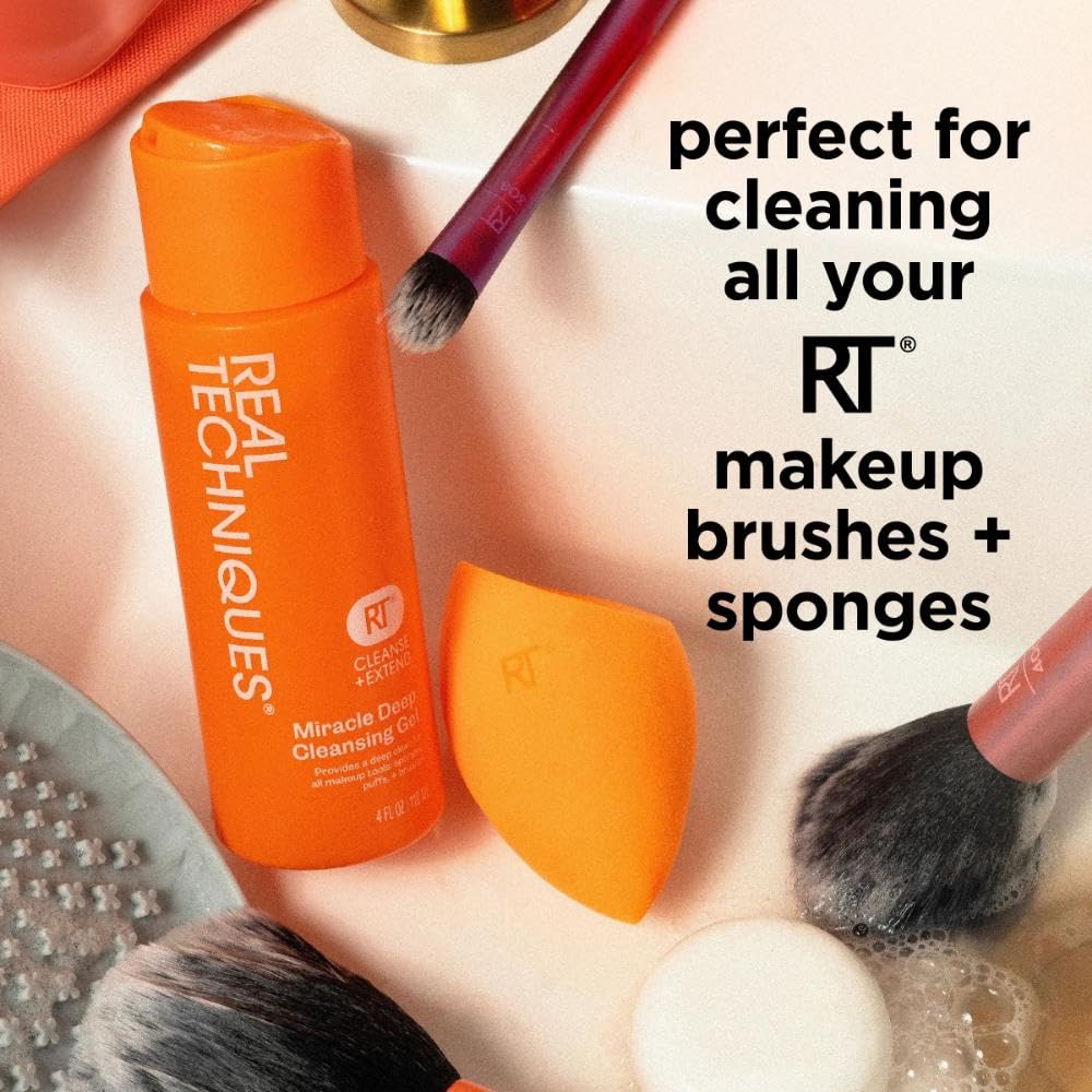 Real Techniques Miracle Deep Cleansing Gel, Makeup Brush & Sponge Cleaner Shampoo for Makeup Tools, Vegan & Cruelty-Free, 4 fl. oz./118 ml Bottle Beauty & Personal Care Real Techniques