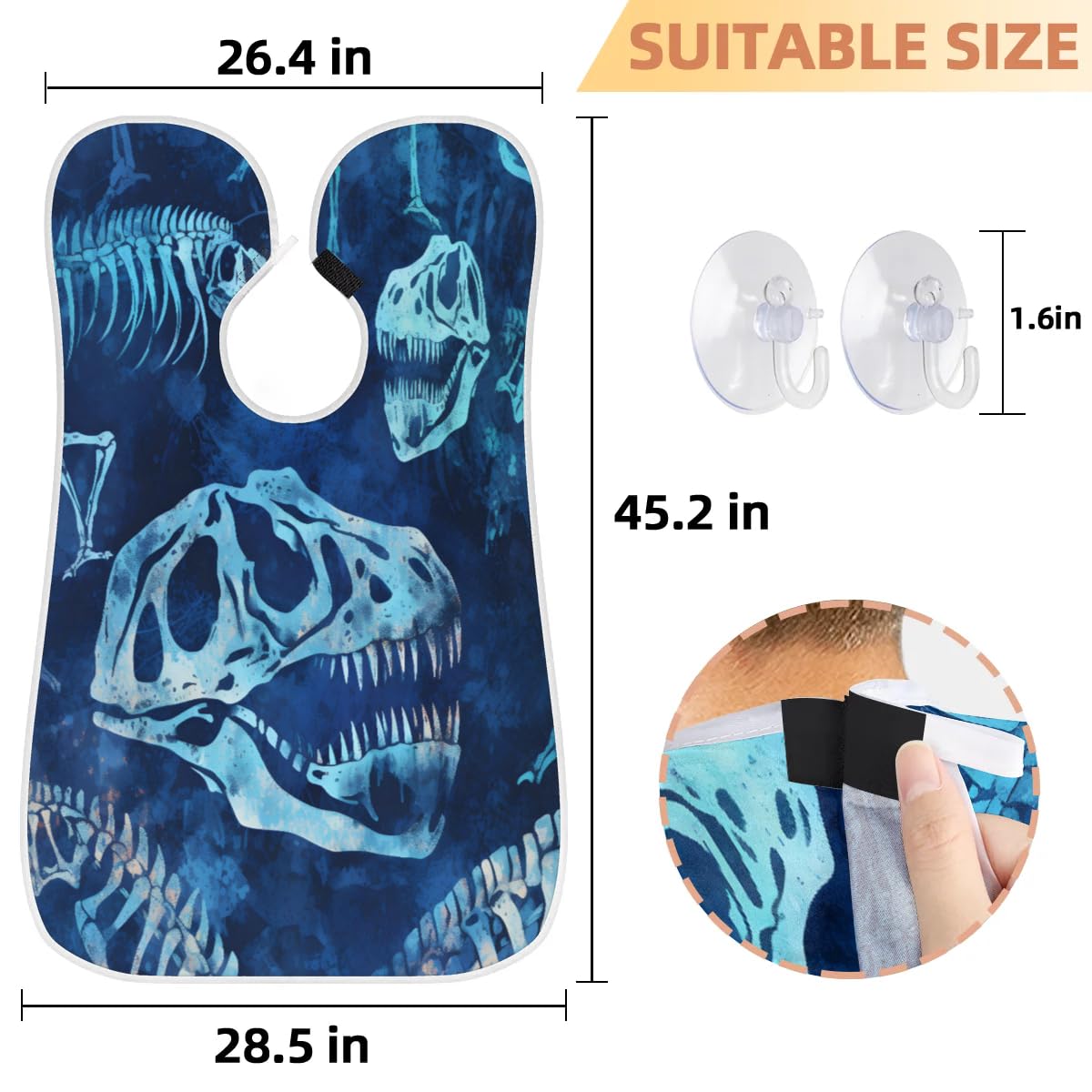 Dinosaurs Skeleton Beard Bib for Men Non-Stick Beard Trimming Catcher Adjustable Shaving Bib for Men Birthday Valentines's Day Gifts for Men Boyfriend Beauty and Personal Care Shoblo