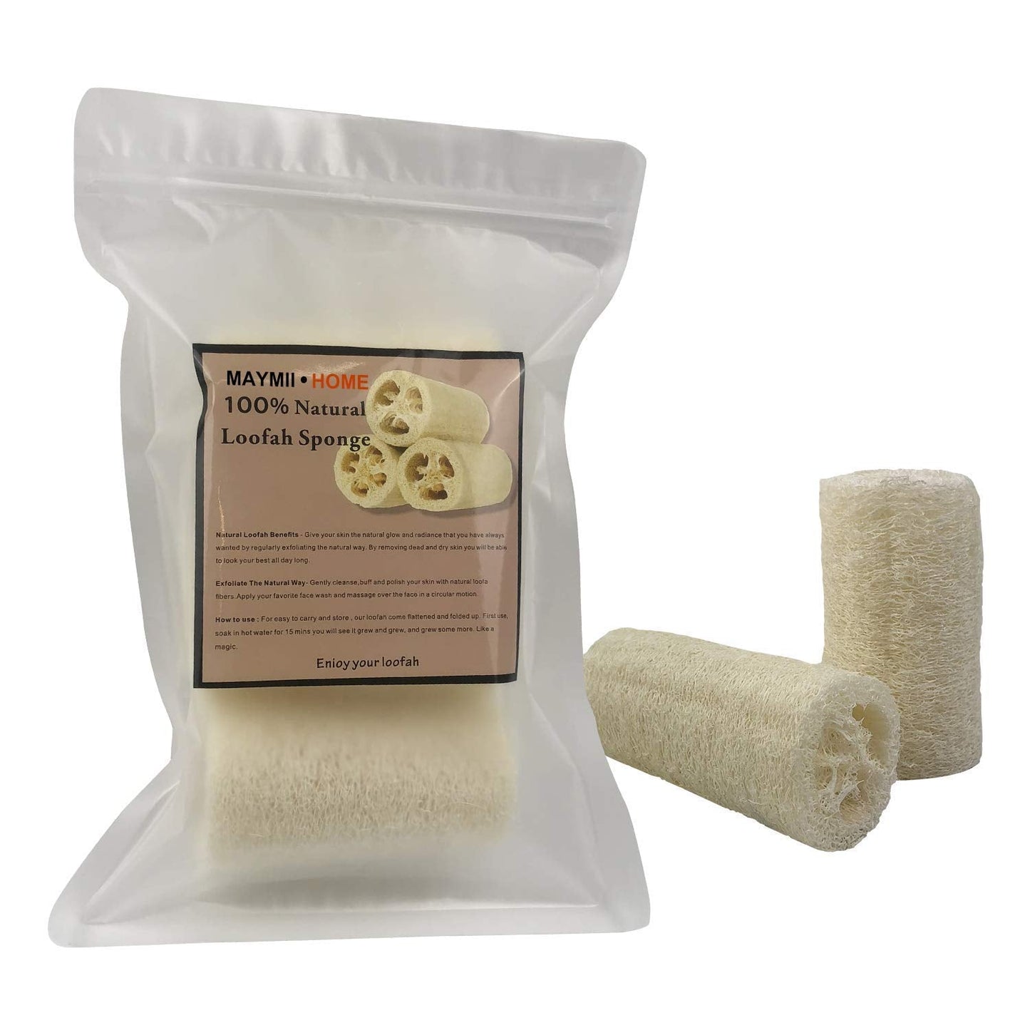 MAYMII·Home 100% Large (5" Length) Nature 6 Pack of Organic Loofahs Loofah Spa Exfoliating Scrubber Natural Luffa Body Wash Sponge Remove Dead Skin Beauty & Personal Care MAYMII·HOME