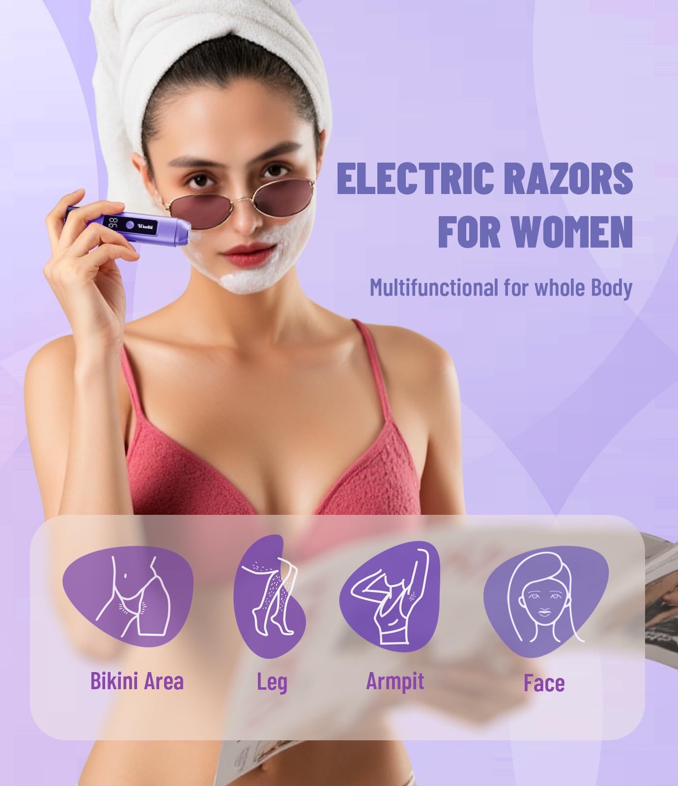 Dynooper Electric Bikini Trimmer for Women: IPX7 Waterproof Dual Head Cordless Electric Shaver for Women with LED Display & 0.5mm Ceramic Blades Beauty and Personal Care Dynooper