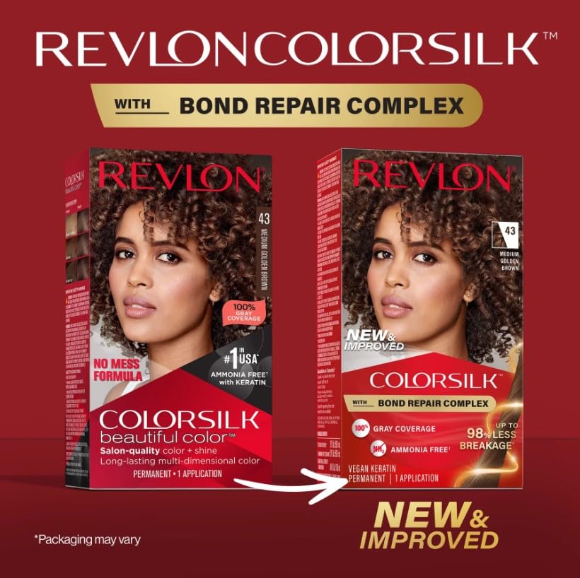 Revlon ColorSilk Hair Color [43] Medium Golden Brown 1 ea (Pack of 9) Beauty & Personal Care REVLON