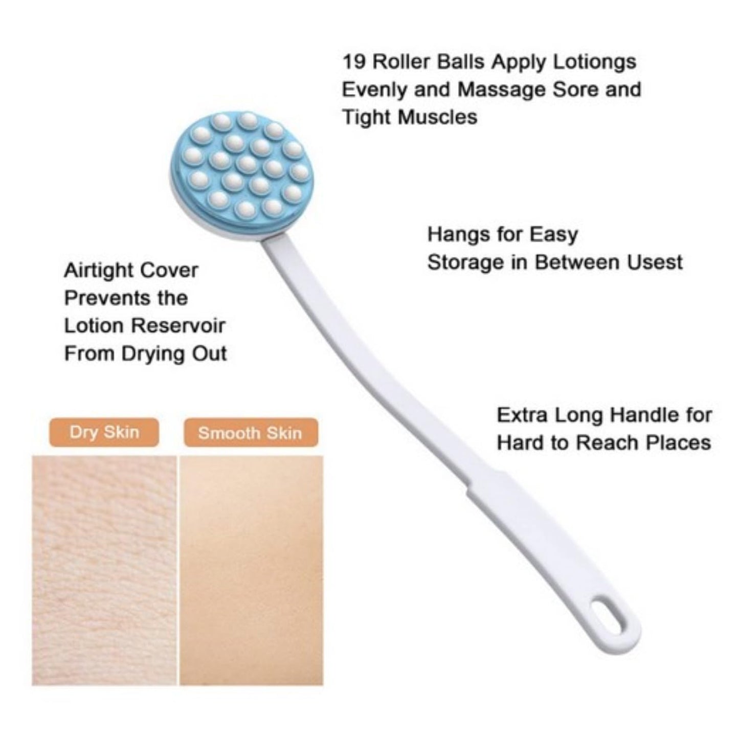 Rotekt1740 Handled Lotion Oil Cream Applicator, Body Leg Bath Brush Massager, Massaging Tool for Back Arms Legs Beauty and Personal Care Rotekt1740