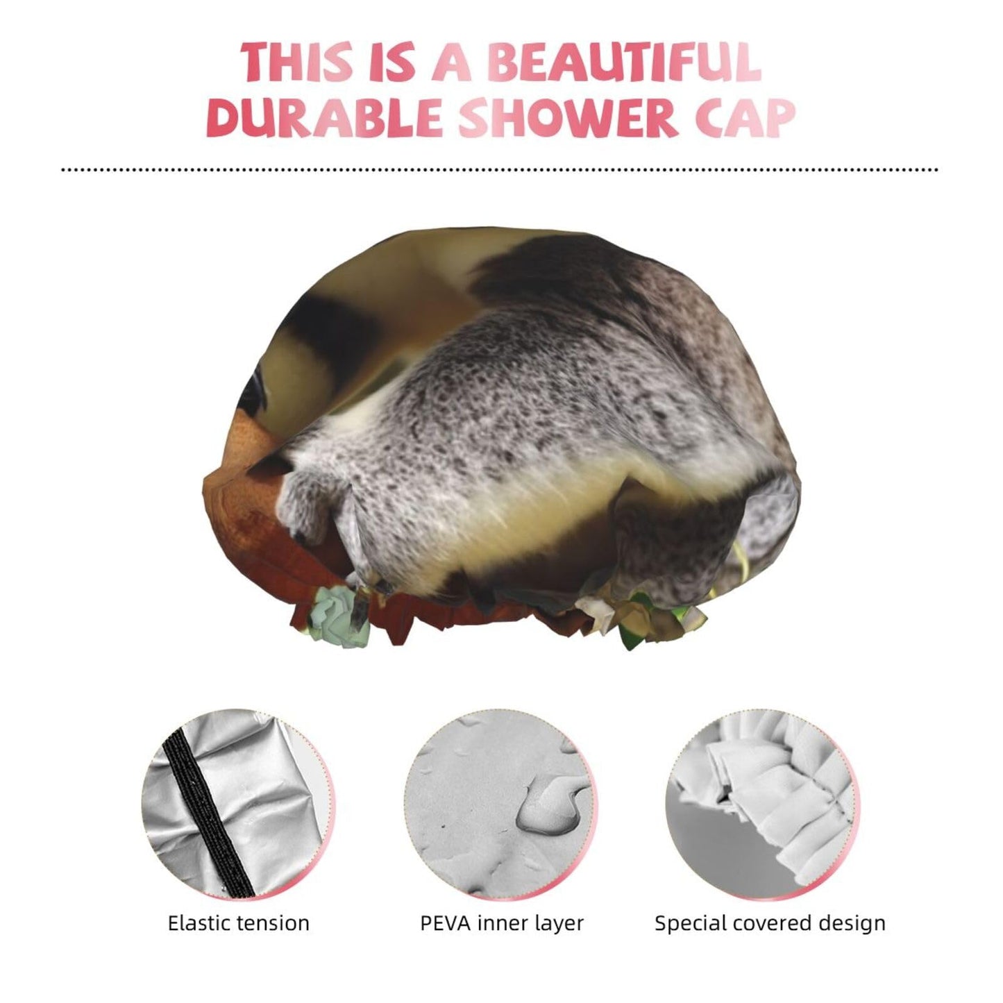 Cute Koala Shower Cap for Women Men Large Reusable Shower Bonnet Double-Layer Waterproof Bath Caps Elastic Band Hair Hat for All Hairstyles Beauty and Personal Care BWLHJKE