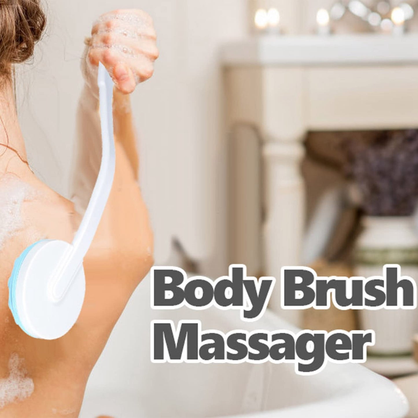 Nikou Long Handle Lotion Applicator & Body Massager, 16.5" Bath Brush with Rotating Balls for Back, Legs & Hard-to-Reach Areas (Detachable Beauty and Personal Care Nikou