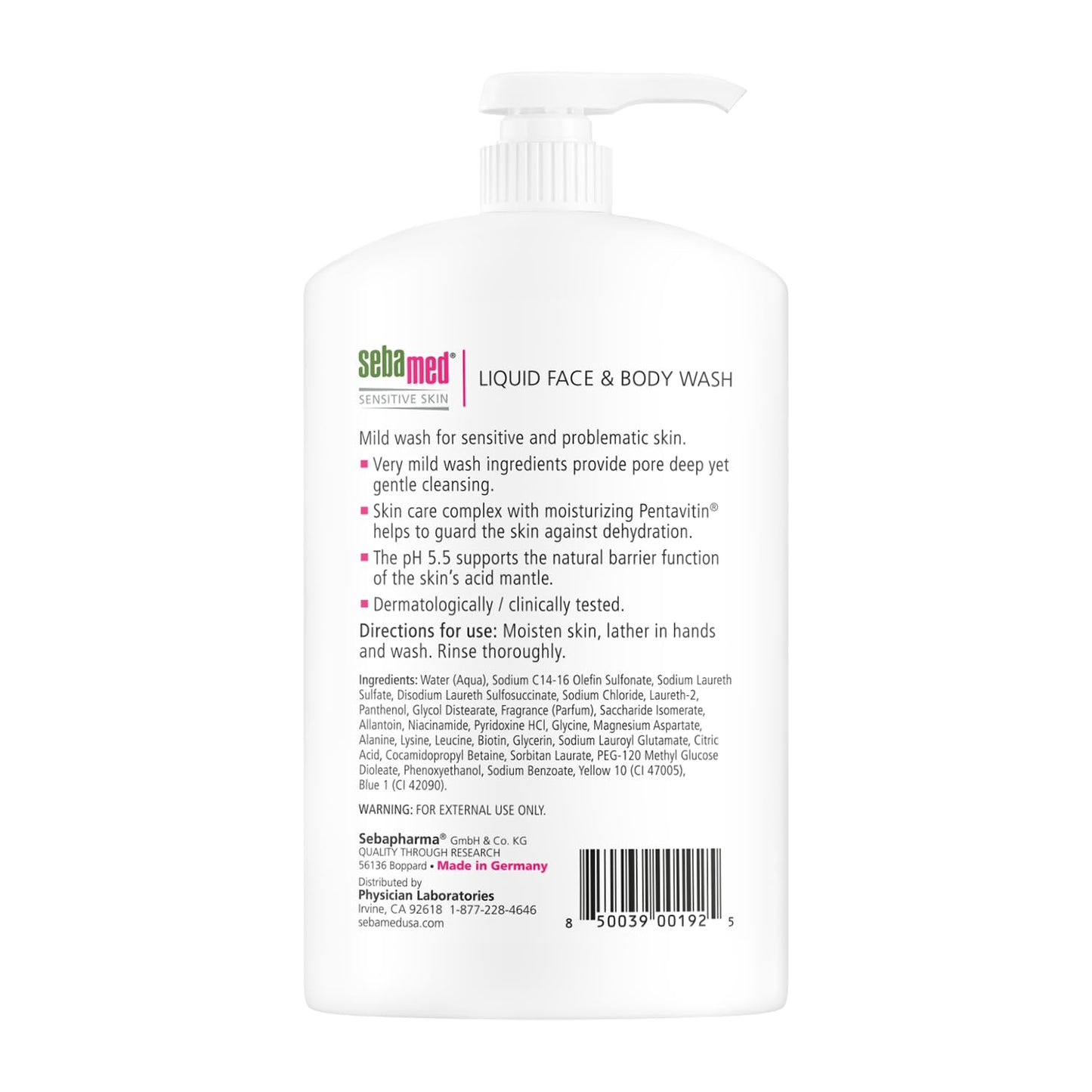 SEBAMED Paraben-Free Face and Body Wash With Pump for Sensitive and Delicate Skin pH 5.5 Ultra Mild Dermatologist Recommended Cleanser 33.8 Fluid Beauty & Personal Care SEBAMED