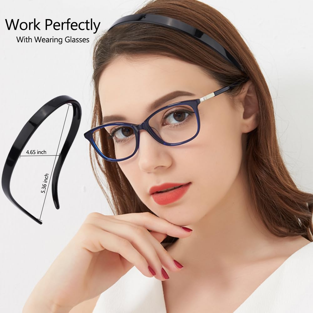 TOBATOBA Black Square Headbands for Glasses & Sunglasses - No Pressure, No Headache - Comfortable Non-Slip Headbands for Women & Girls, 6 Pcs Beauty and Personal Care TOBATOBA