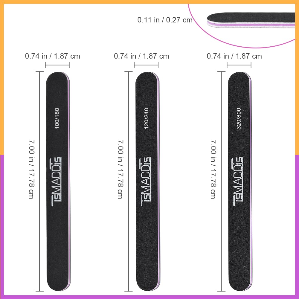 TsMADDTs Nails File 20 PCS Double Sided Emery Board for Natural Acrylic Nails 100 120 180 240 320 800 Grits, Professional Manicure Pedicure Tools Beauty & Personal Care TsMADDTs
