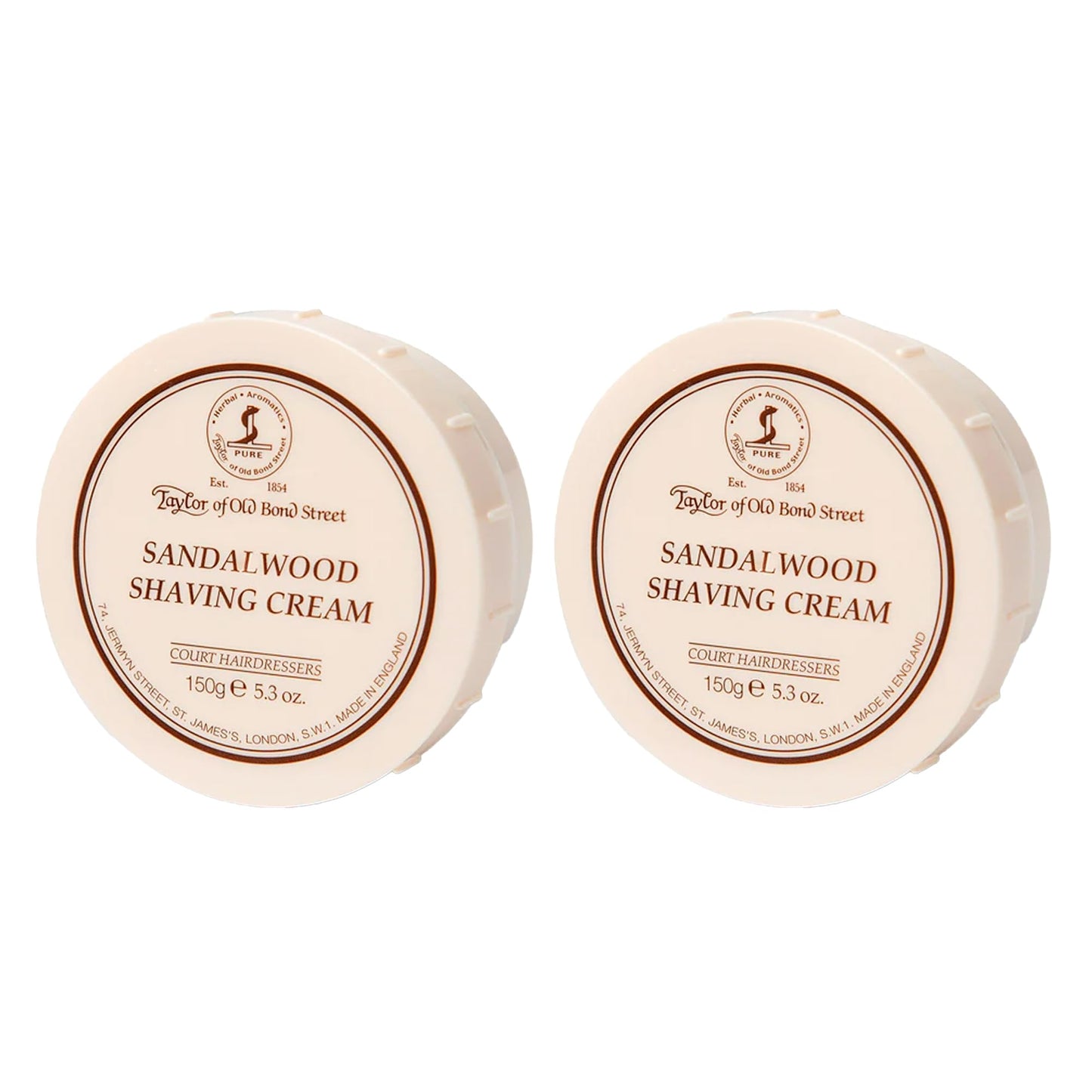 Taylor of Old Bond Street Sandalwood Fragrance Shaving Cream Bowl 150g (2-Pack) - Rich Lather for Traditional Shaving Beauty and Personal Care Taylor of Old Bond Street
