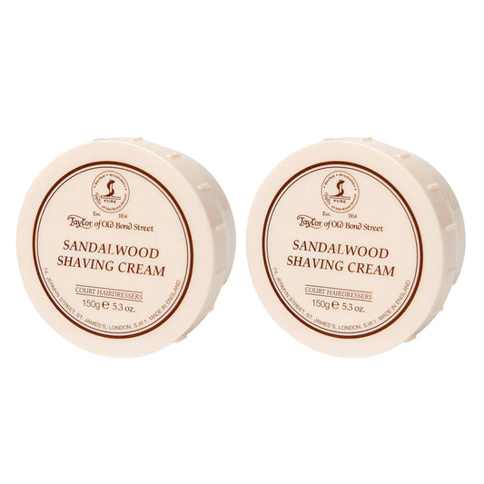Taylor of Old Bond Street Sandalwood Fragrance Shaving Cream Bowl 150g (2-Pack) - Rich Lather for Traditional Shaving Beauty and Personal Care Taylor of Old Bond Street