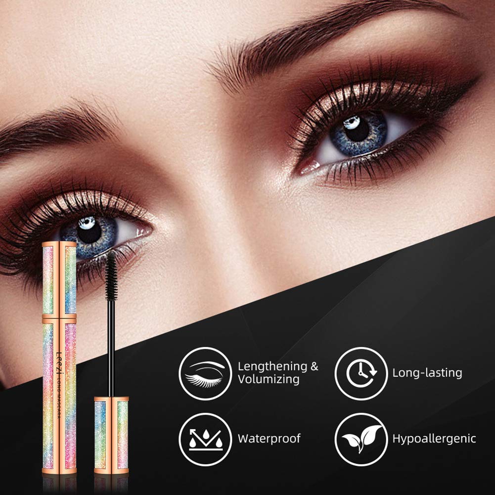 4D Silk Fiber Eyelash Mascara Waterproof - Thickening Long Lasting Smudge-Proof Natural Curling Lengthening All Day Exquisitely Extra Long Black (A) Beauty & Personal Care Earthsport