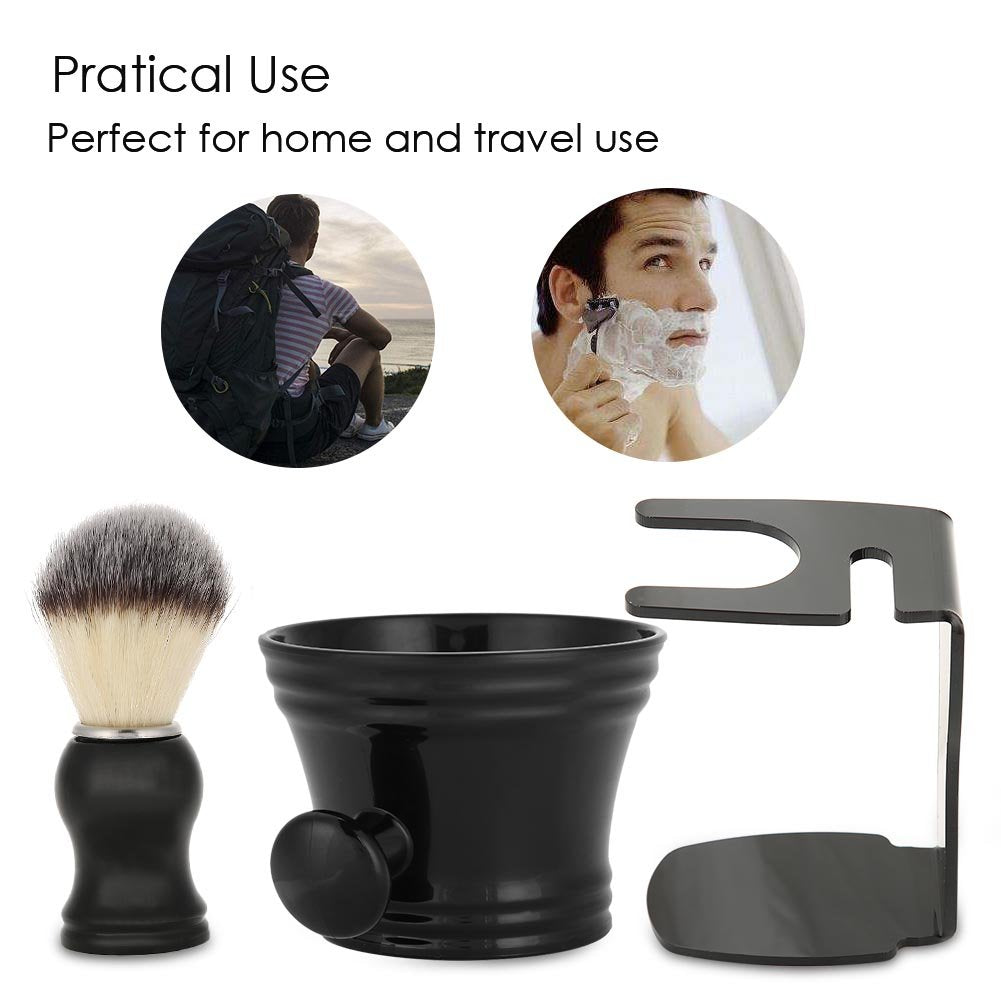 Shaving Brush Set, 3 in 1 Shaving Kit for Men Hair Beard Brush with Stand Shaver Holder and Shaving Bowl Men's Shaving Brush And Bowl Mug for Father Beauty and Personal Care Taidda-
