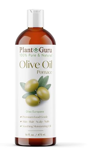 Plant Guru Olive Oil Pomace 16 fl. oz. 100% Pure Natural Carrier Moisturizer For Skin, Body, Face And Hair Growth. Great For DIY Soap Making Beauty & Personal Care Plant Guru