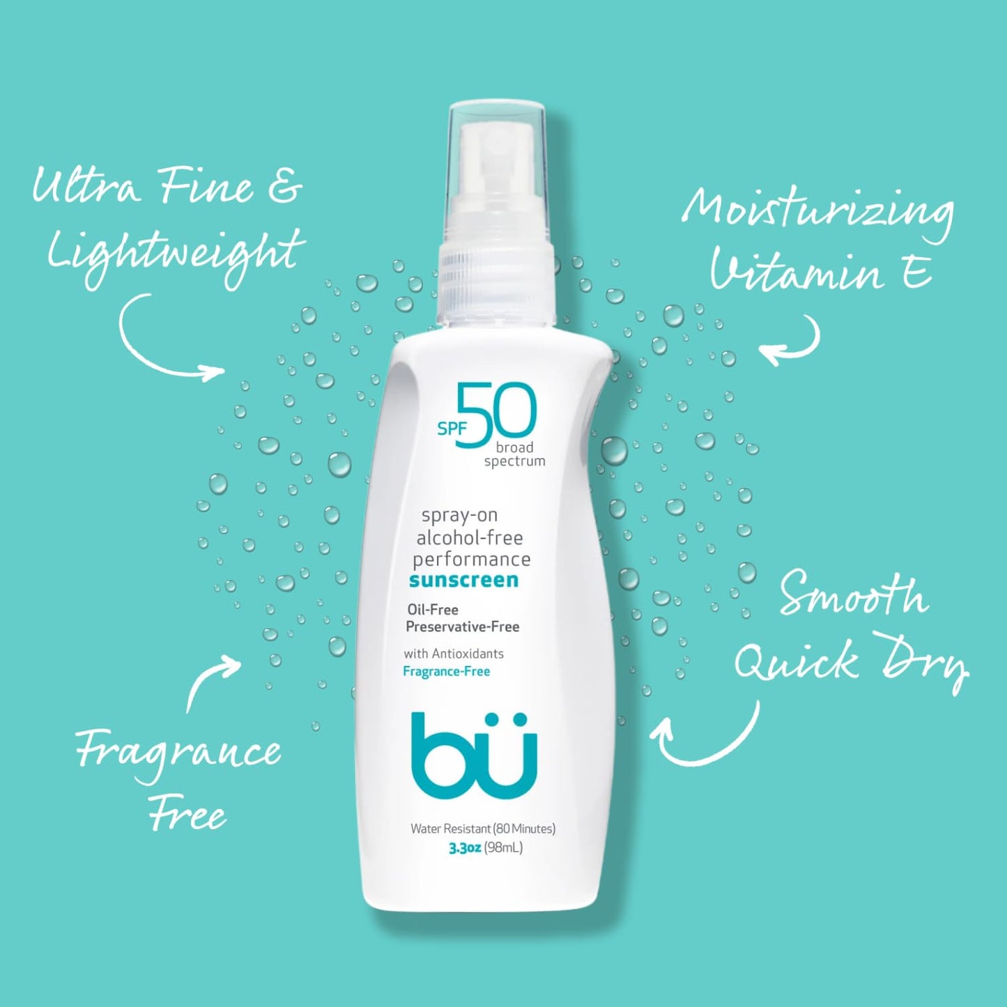 BU SPF 50 Sunscreen Spray 3.3 oz – Face & Body Sunblock for Sensitive Skin, Fragrance-Free, Clear, Non-Greasy, Water-Resistant Protection Beauty & Personal Care bü