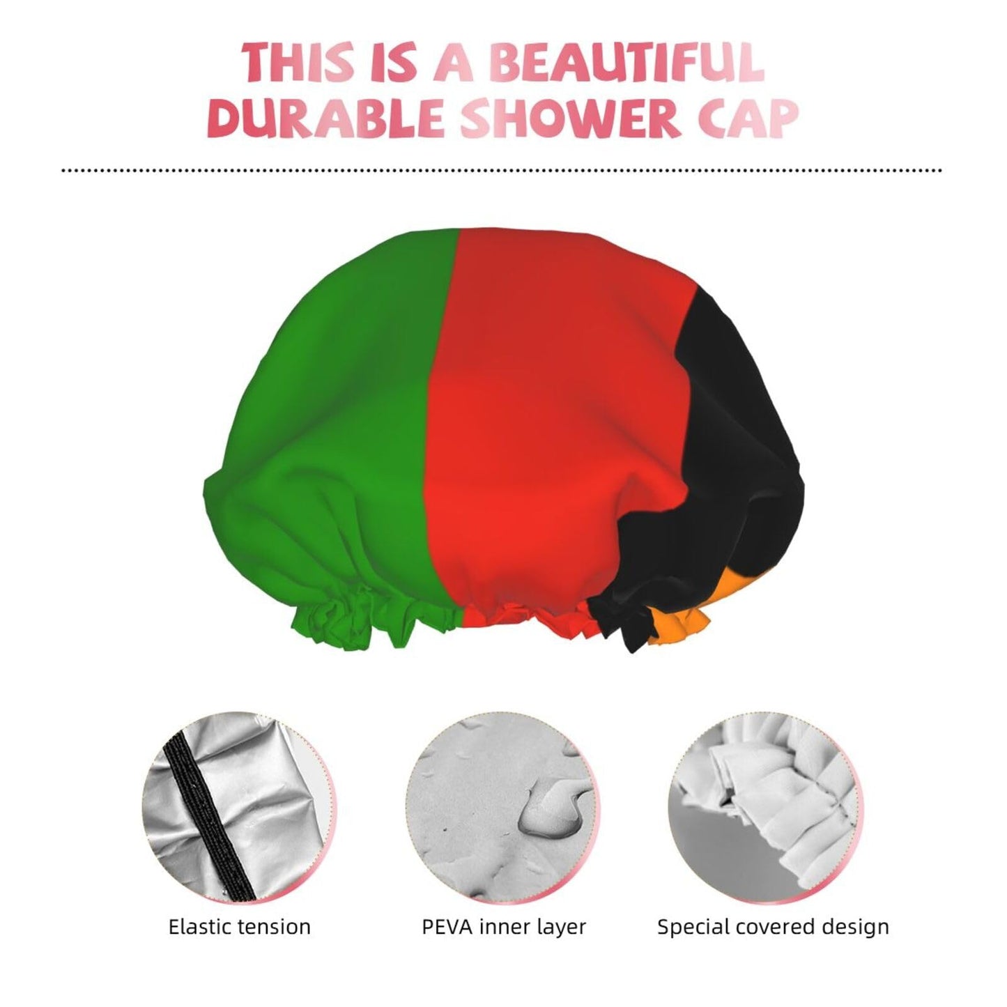 Zambia Flag Prints Shower Cap Double Layer Lined Waterproof Bathing Shower Hat Beauty and Personal Care Hayyett