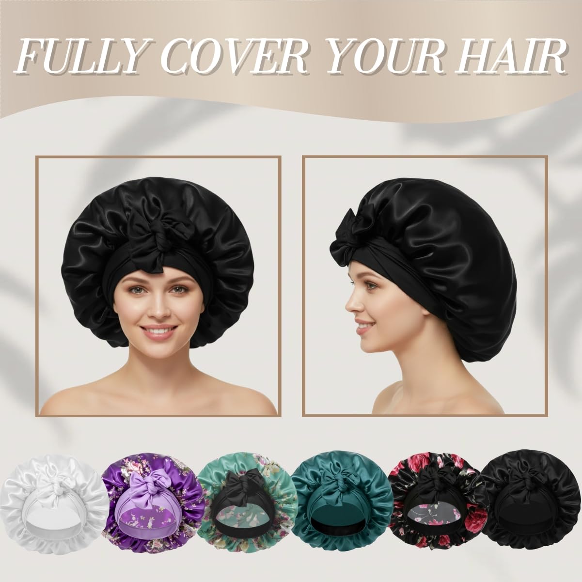Satin Bonnets for Sleeping Women Braids Long Hair Cover Silk Hair Bonnet Night Caps XL Large Satin Sleep Cap with Tie Beauty & Personal Care COCOSILK