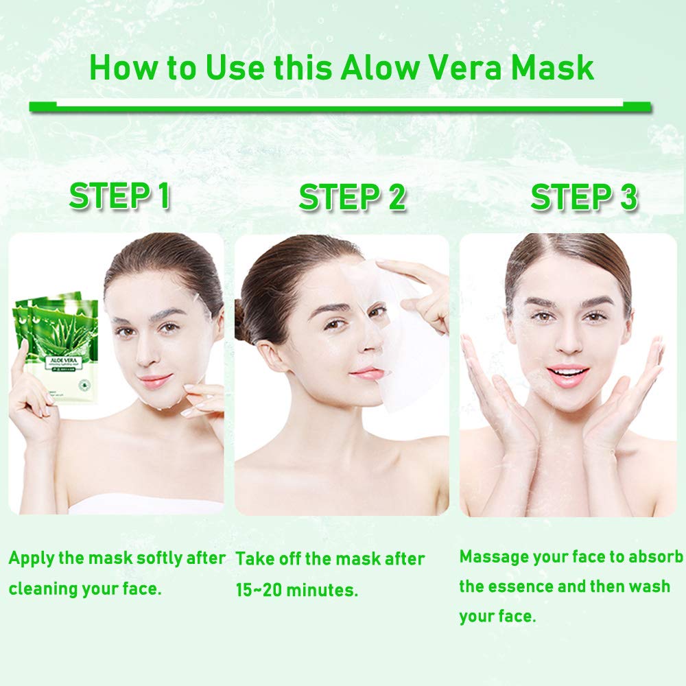 PalNour Aloe Facial Skincare Sheet Hydrating Moisturizing Revitalizing Facial Skincare Sheet for Dry, Oily, Sensitive and Tired Skin 25ml/0.8oz, Pack Beauty & Personal Care PalNour