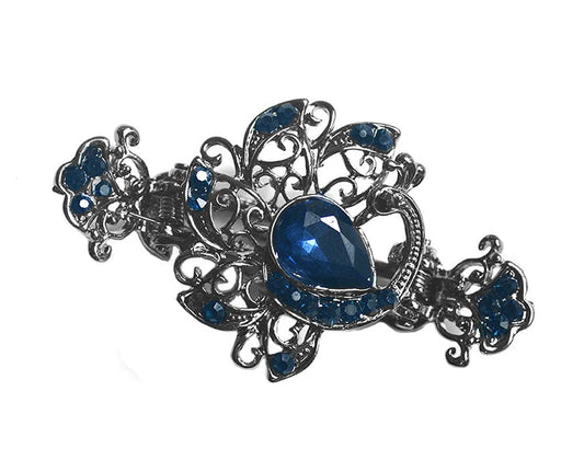 Rhinestone Metal Hair Claw on Dual Spring Black Vintage Peacock Shaped Colored Jewel Hair Clips Hollow Alloy Crab Clips Ponytail Holder Barrette Beauty & Personal Care Suoirblss