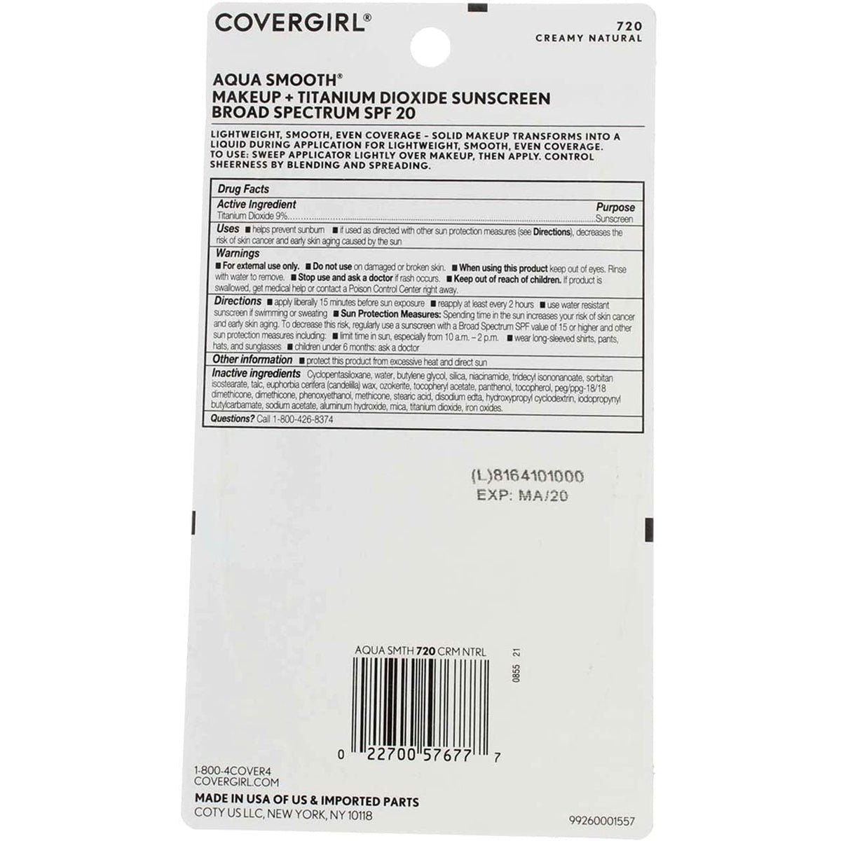 CoverGirl Smoothers AquaSmooth Compact Foundation, Creamy Natural [720] 0.40 oz (Pack of 4) Beauty & Personal Care COVERGIRL