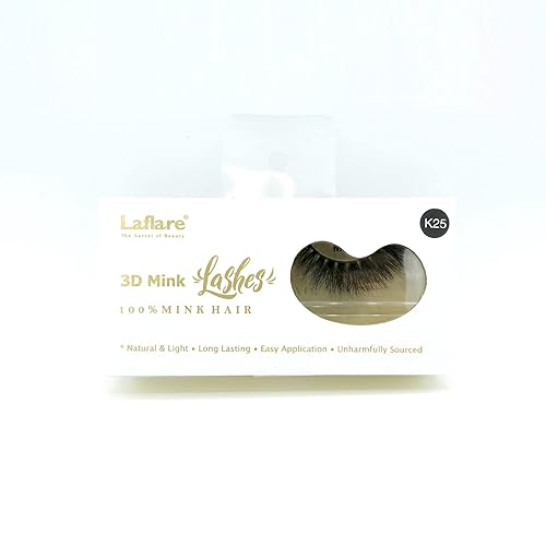 Laflare 3D 100% REAL MINK Eyelashes, Luxurious Hand-made, Light, Natural, Long Lasting, Easy to Apply False Lashes (K25) Beauty & Personal Care Laflare