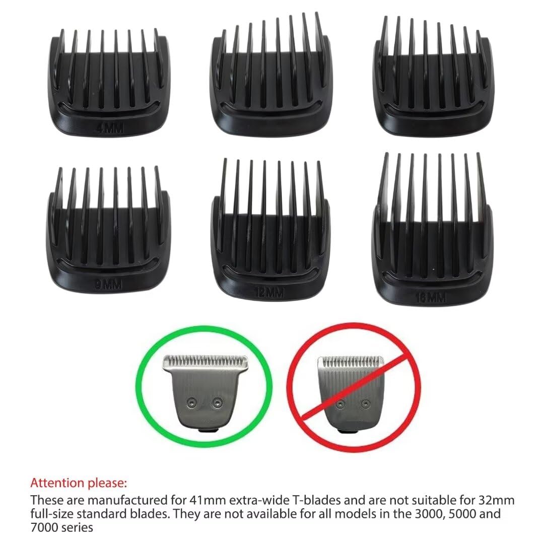 Unbrella 6Pcs Multigroom Trimmer Replacement T Blade Guide Comb Guard Set 4mm 9mm 12mm 16mm Compatible for Philips Norelco MG5700, MG5750, MG5760 Beauty and Personal Care Unbrella