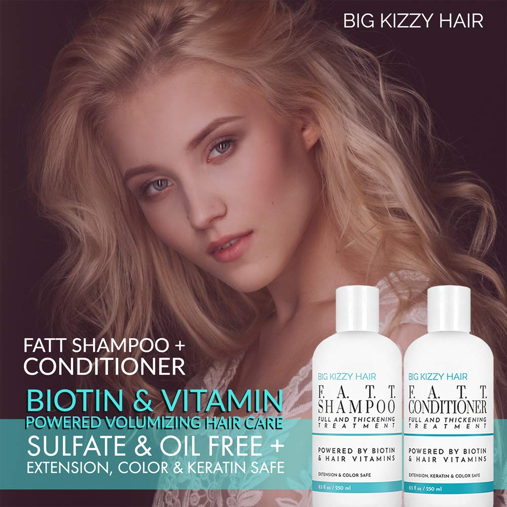Volumizing & Thickening Biotin Shampoo & Conditioner Set - F.A.T.T. by Big Kizzy, Gentle Hair Care Safe for Extensions, Color & Keratin Treatments Beauty & Personal Care Big Kizzy
