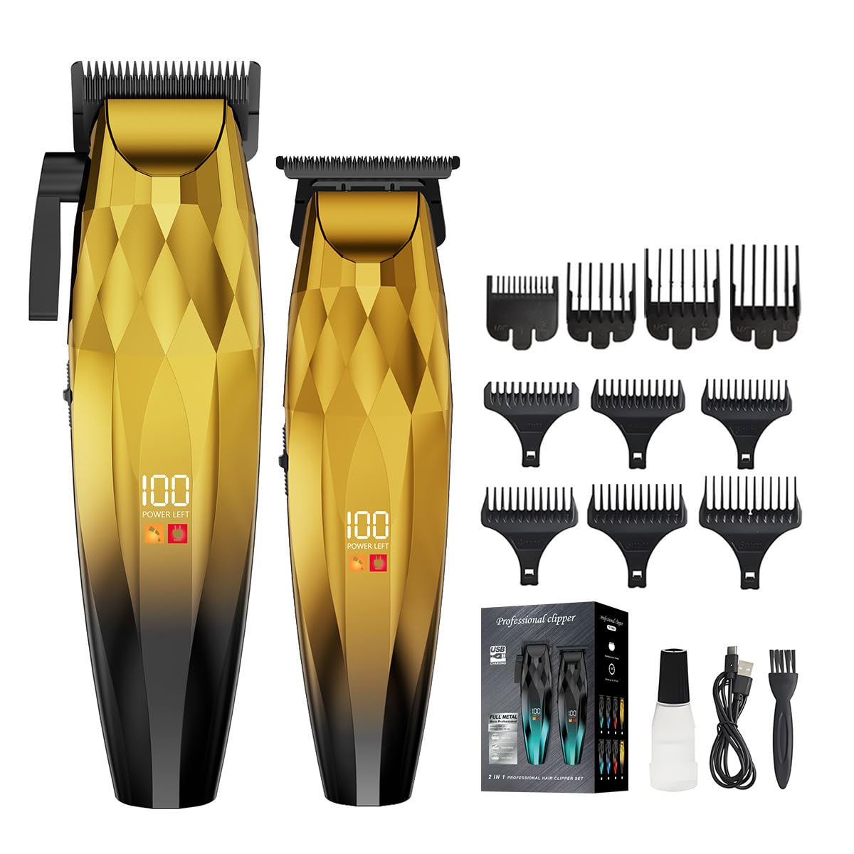 WAIKIL Professional Hair Clipper and Trimmer Set for Men, Cordless Barber Clippers with LED Display, Rechargeable Hair Cutting Kit for Hair, Beard Beauty and Personal Care WAIKIL