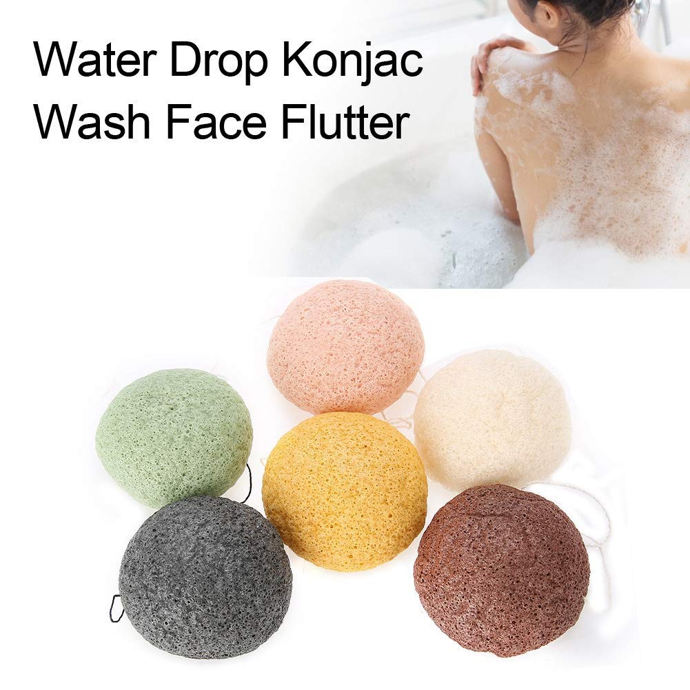 6pcs/Set Konjac Sponge, 100% Pure Naturally Cleaning Puff Konjac Sponges Tool Wet/Dry Skin Massage Tools to effortlessly Cleanse & Soften Delicate Beauty & Personal Care Salmue