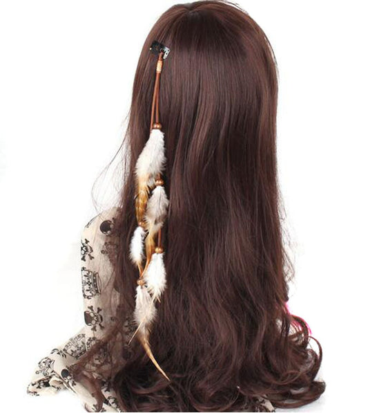 Handmade Boho Hippie Hair Extensions with Feather Clip Comb Hairpin Headdress DIY Accessories for Women Lady Beauty & Personal Care Suoirblss