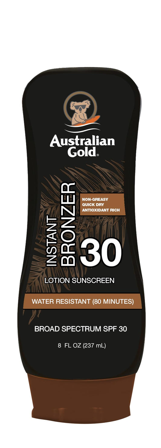 Australian Gold Sunscreen Lotion with Instant Bronzer, Broad Spectrum, Water Resistant, Non-Greasy, Oxybenzone Free, Cruelty Free, SPF 30, Coconut, 8 Beauty & Personal Care Australian Gold