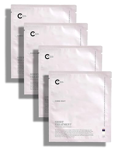 CHROMAT Sheet Treatment - 4 Pack Sheet Mask - Face & Eye Mask with Chroma Peptide, Fucoreverse, Tens’Up & Lyocell - Hydrating & Smoothing Beauty & Personal Care CHROMAT